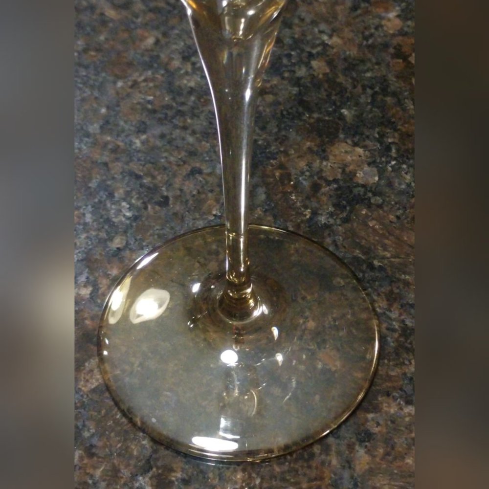 Franco-Vetterie e' Cristal Erie Iridescent Amber Champagne Flutes - Picture 5 of 8